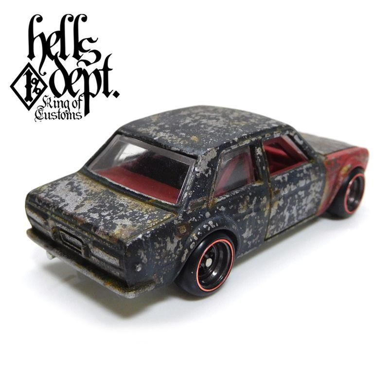 画像: HELLS DEPT 2019 - カツヌマ製作所 【DATSUN BLUEBIRD 510 (ミニ・スタンドライト付） (カスタム完成品)】サビ-BLACK-RED/RR（送料サービス適用外）