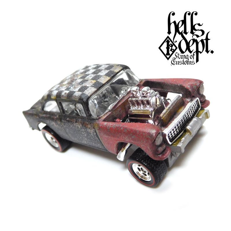 画像: HELLS DEPT 2019 - カツヌマ製作所 【'55 CHEVY BEL AIR GASSER(ミニ・スタンドライト付） (カスタム完成品)】サビ-BLACK-RED/RR（送料サービス適用外）