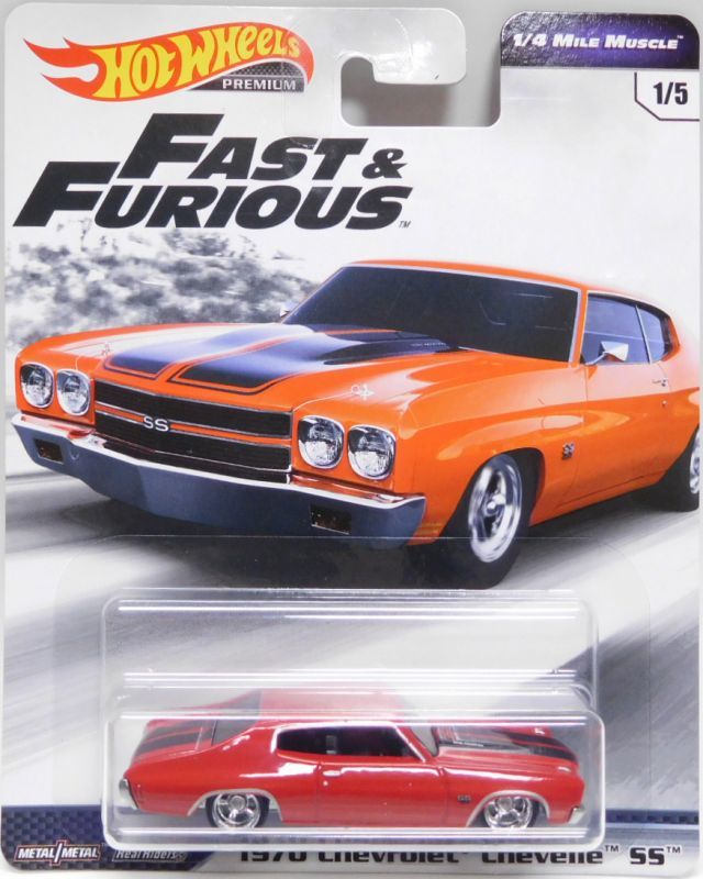 画像: 2019 HW PREMIUM  FAST & FURIOUS 【Cアソート "1/4 MILE MUSCLE" (1970 Chevelle SS(GRAY)を除く4種セット）】1970 Chevrolet Chevelle SS(RED)/'67 Chevrolet Camaro/'77 Pontiac Firebird T/A/'69 Ford Mustang Boss 302(予約不可）