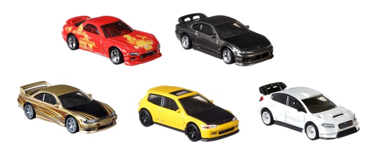 画像: 2020 HW PREMIUM FAST & FURIOUS 【Fアソート"FAST TUNERS" (5種セット）】Nissan Silvia (S15)/Nissan 240SX (S14)/Mazda RX-7 FD/2016 SUBARU WRX STI/Honda Civic EG