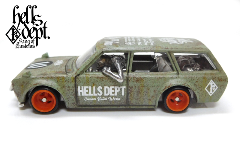 画像: HELLS DEPT 2020 - カツヌマ製作所 【DATSUN 510 WAGON "HELLS CUSTOM LOWDOWN" (カスタム完成品）】PALE サビ GREEN/RR （送料サービス適用外）