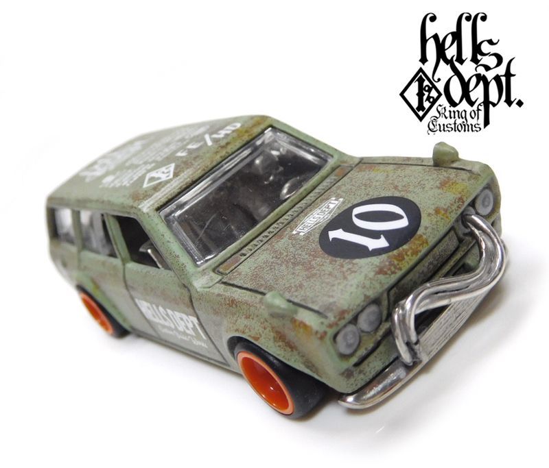 画像: HELLS DEPT 2020 - カツヌマ製作所 【DATSUN 510 WAGON "HELLS CUSTOM LOWDOWN" (カスタム完成品）】PALE サビ GREEN/RR （送料サービス適用外）