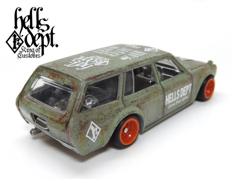 画像: HELLS DEPT 2020 - カツヌマ製作所 【DATSUN 510 WAGON "HELLS CUSTOM LOWDOWN" (カスタム完成品）】PALE サビ GREEN/RR （送料サービス適用外）