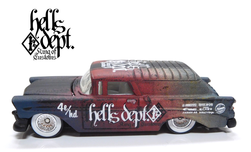 画像: HELLS DEPT 2020 - カツヌマ製作所 - HOZUKI 【'56 CHEVY NOMAD DELIVERY (カスタム完成品）】グラデ－ション FLAT BLACK-RED/RR （送料サービス適用外）