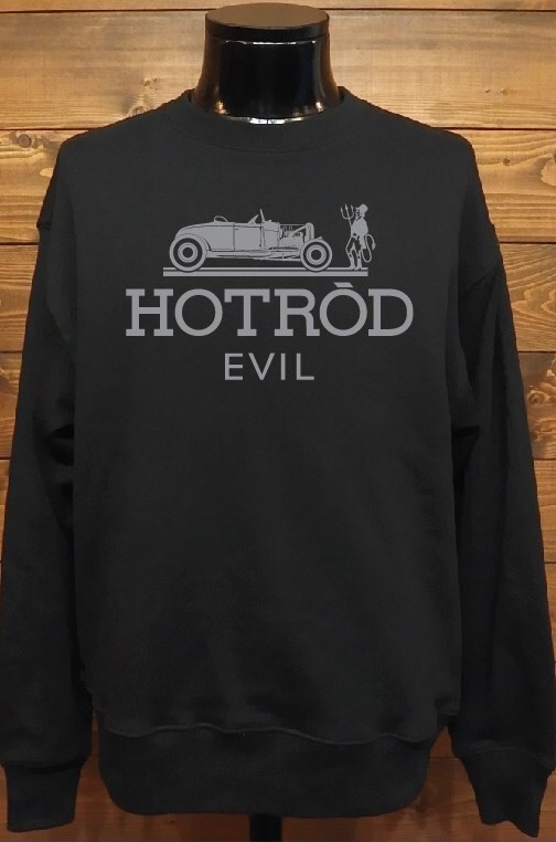 画像: 【予約】PRE-ORDER - HELLS DEPT x KRAZY ROD 【HELLS DEPT カスタムミニカー付き - "HOT ROD EVIL" 10オンス クルーネック・スウェット】 DK.GRAY（送料サービス適用外）(12月下旬頃入荷予定）