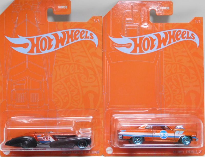 画像: 2021 HW 53ND ANNIVERSARY BLUE AND ORANGE【5種セット】'64 CHEVY CHEVELLE/CUSTOM '56 FORD TRUCK/CUSTOM '62 CHEVY PICKUP/TWIN MILL III/CUSTOM CADILLAC FLEETWOOD(ほぼパック割れ） (予約不可）