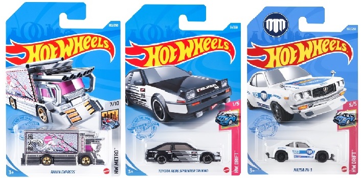 画像: 【仮予約】PRE-ORDER 【HOT WHEELS ベーシック　単品7種セット (国内流通版)】ライジン・エクスプレス/トヨタ AE86 スプリンター トレノ/マツダ RX-3/2018 ベントレーコンチネンタル GT3/'96 ポルシェ　カレラ/2020 ジャガー Fタイプ/'89 ポルシェ 944ターボ (4月末入荷予定）