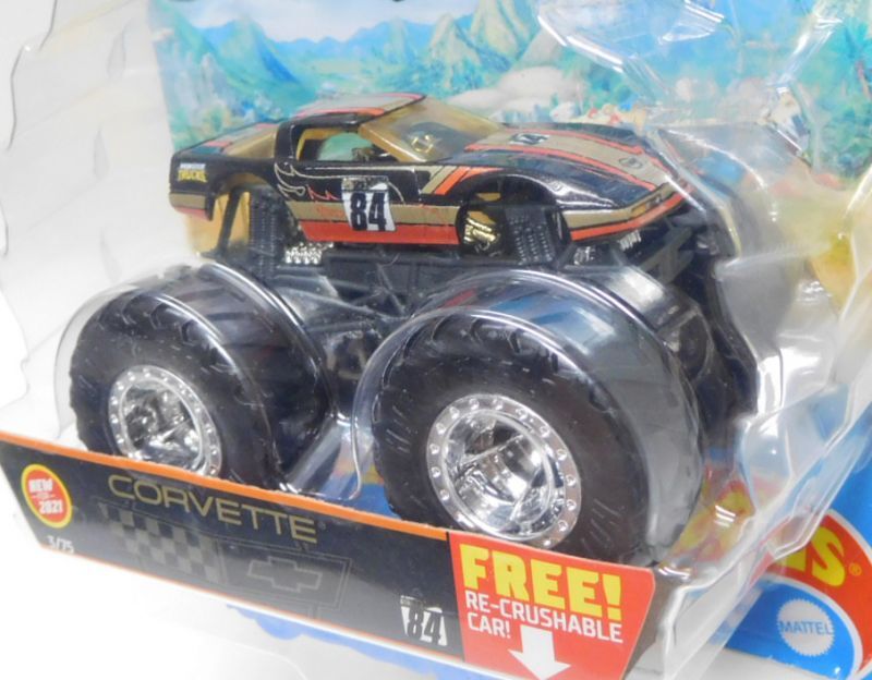 画像: 2021 HW MONSTER TRUCKS! 【CORVETE】 BLACK (includes RE-CRUSHABLE CAR)(予約不可）