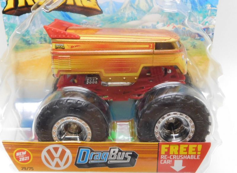 画像: 2021 HW MONSTER TRUCKS! 【VW DRAG BUS】 YELLOW-ORANGE (includes RE-CRUSHABLE CAR)(予約不可）