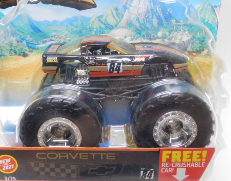 画像: 2021 HW MONSTER TRUCKS! 【CORVETE】 BLACK (includes RE-CRUSHABLE CAR)(予約不可）