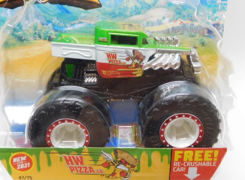 画像: 2021 HW MONSTER TRUCKS! 【HW PIZZA co.(BONE SHAKER)】 LT.GREEN (includes RE-CRUSHABLE CAR)(予約不可）