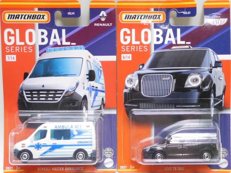 画像: 2021 MATCHBOX GLOBAL SERIES 【7種セット - A】Scania P360 Fire Truck/2011 Mini Countryman/1971 MGB GT Coupe/'15 Jaguar F-Type Coupe/Land Rover Defender 110/LEVC TX Taxi/Renault Master Ambulance (予約不可）