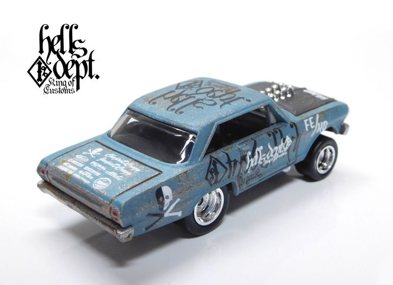 画像: HELLS DEPT 2021 - カツヌマ製作所 【1963 CHEVY NOVA (カスタム完成品）】サビ-FLAT BLACK-PALE BLUE/RR （送料サービス適用外）