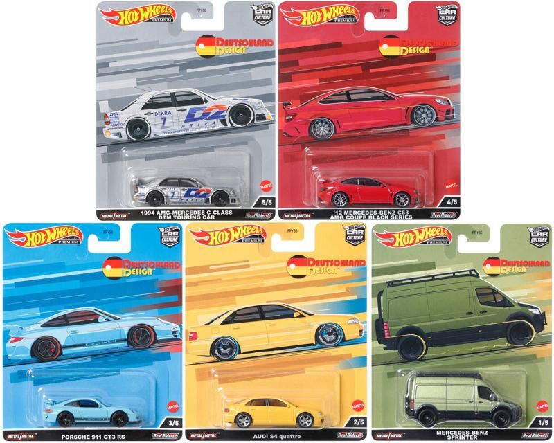 画像: 2022 HW CAR CULTURE 【Kアソート DEUTSCHLAND DESIGN（5種セット）】1994 MERCEDES-BENZ C-CLASS DTM TOURING CAR/'12 MERCEDES-BENZ C63 AMG COUPE BLACK SERIES/PORSCHE 911 GT3 RS/AUDI S4 quattro/MERCEDES-BENZ SPRINTER