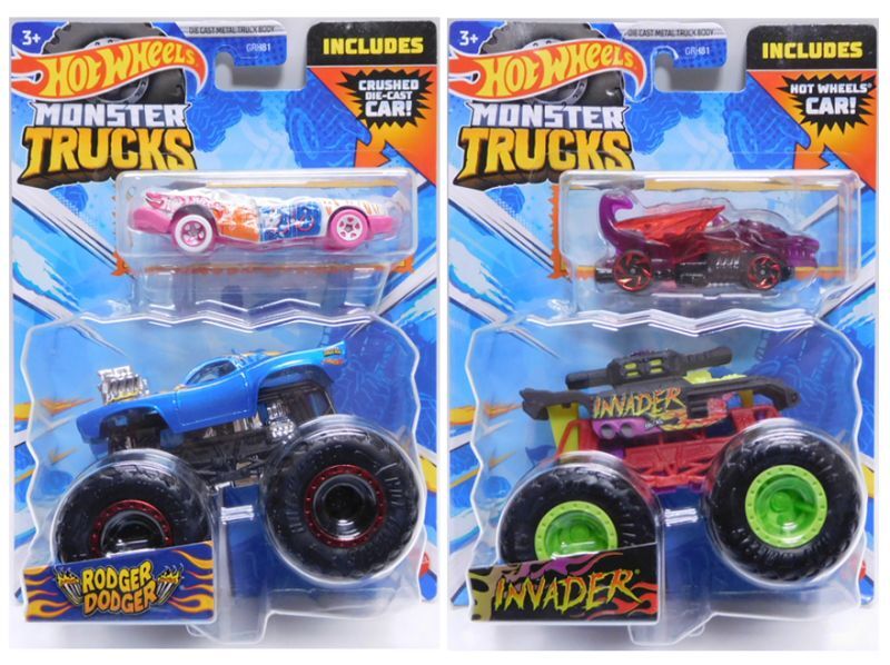 画像: 【US版】 2023 HW MONSTER TRUCKS DUO!  【"INCLUDED DIE-CAST CAR!" Lアソート (8個入り）】(お取り置き不可）