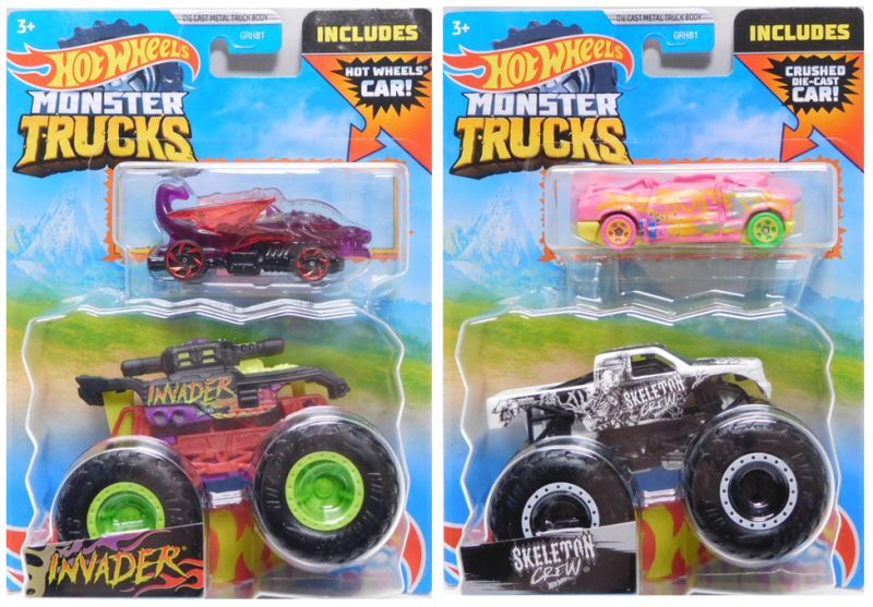 画像: 【US版】 2023 HW MONSTER TRUCKS DUO!  【"INCLUDED DIE-CAST CAR!" Kアソート (8個入り）】(お取り置き不可）(予約不可)