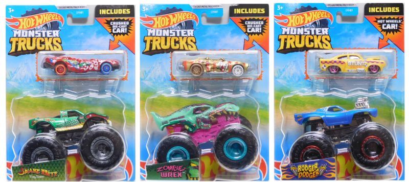 画像: 【US版】 2023 HW MONSTER TRUCKS DUO!  【"INCLUDED DIE-CAST CAR!" Kアソート (8個入り）】(お取り置き不可）(予約不可)