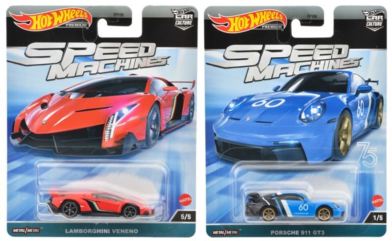 画像: 2023 HW CAR CULTURE【"SPEED MACHINES " 5種セット】LAMBORGHINI VENENO/PORSCHE 911 GT3/FORD GT/PAGANI ZONDA R/McLAREN 720S/