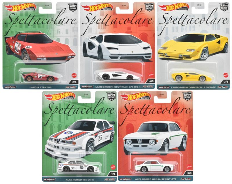 画像: 2023 HW CAR CULTURE【"スペッタコラーレ" 5種セット】LANCIA STRATOS/LAMBORGHINI COUNTACH LPI 800-4/LAMBORGHINI COUNTACH LP 5000 QV/ALFA ROMEO 155 V6 Ti/ALFA ROMEO GIULIA SPRINT GTA 