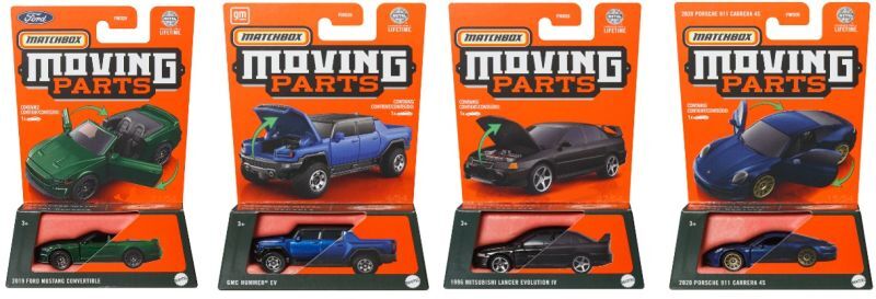 画像: 【2024 MATCHBOX MOVING PARTS　"J"アソート 8個入り】2019 フォード マスタング コンバーチブル/GMC ハマー EV/1996 三菱 ランサーエボリューション IV/2020 ポルシェ 911 カレラ 4S/2021 フォード ブロンコ/2020 ダッジチャージャー SRT ヘルキャット/トヨタ ランドクルーザー FJ40(12月下旬入荷予定）