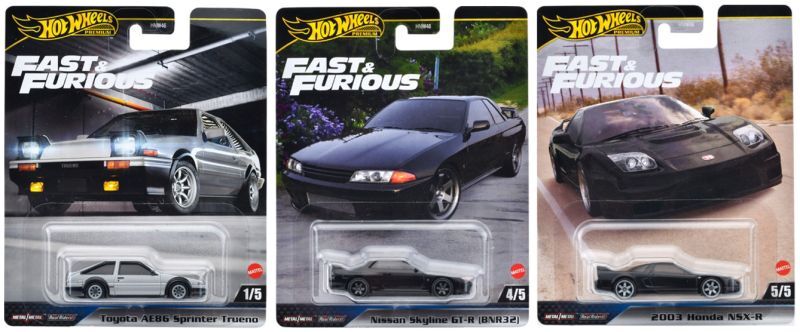 画像: 2024 HW FAST & FURIOUS (ワイルド・スピード) 【Aアソート5種セット】 トヨタ AE86 スプリンタートレノ/日産 スカイライン GT-R (BNR32)/2003 ホンダ NSX-R/1970 プリマス AAR クーダ/フォード RS200