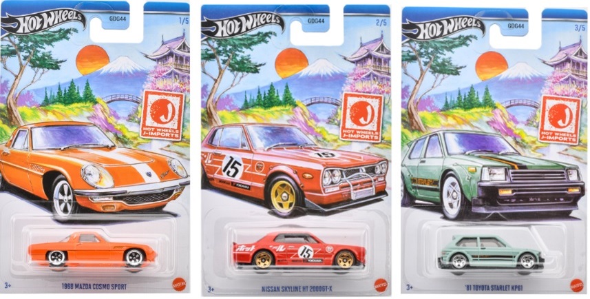 画像: 【CHINA版】 2024 HW オートモーティブ【J-imports (10個入り)】1968 マツダ コスモ スポーツ/日産スカイライン HT 2000GT-X/'81 トヨタ スターレット KP61/1985 ホンダ CR-X/アキュラ NSX(予約不可）