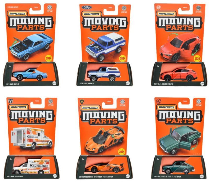 画像: 【仮予約】PRE-ORDER - 【2024 MATCHBOX MOVING PARTS　"L"アソート 8個入り】1970 AMC ジャヴェリン/1978 フォード ブロンコ/2022 アルファロメオ ステルヴィオ/2016 ラム アンビュランス/2019 ランボルギーニ アヴェンタドール SVJ ロードスター/1965 フォルクスワーゲン 1600 TL ファストバック(2024年4月下旬入荷予定）