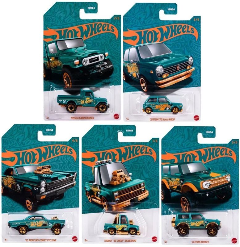 画像1: 2024 HW 56TH ANNIVERSARY PEARL & CHROME SERIES1【5種セット】TOYOTA LAND CRUISER/CUSTOM '70 HONDA N600/'65 MERCURY COMET CYCLONE/TOON'D '83 CHEVY SILVERADO/'21 FORD BRONCO