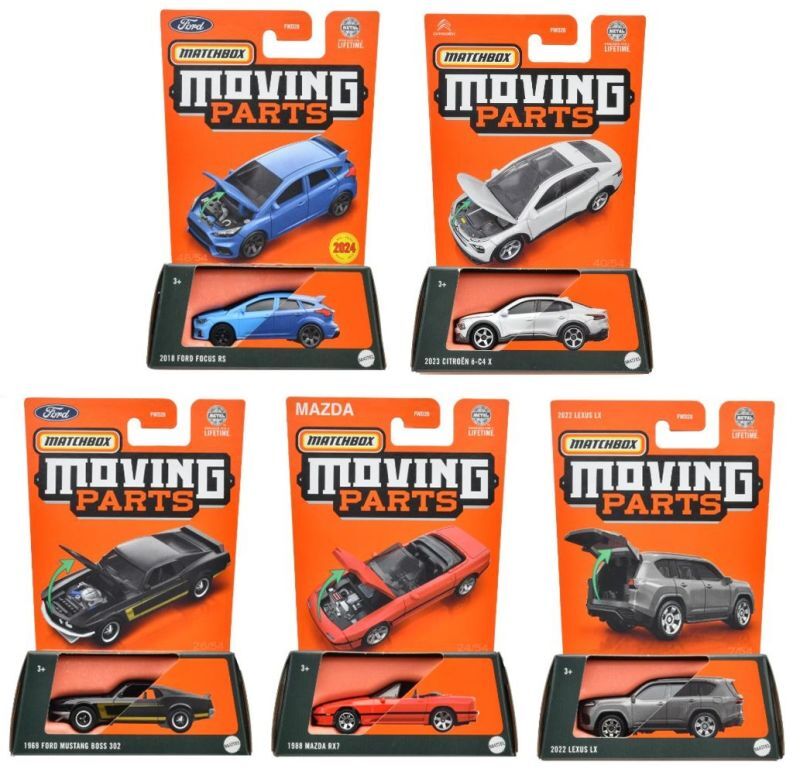 画像: 【仮予約】PRE-ORDER - 【2024 MATCHBOX MOVING PARTS　"M"アソート 8個入り】1988 マツダ RX7/2022 レクサス LX/2018 フォード フォーカス RS/2023 シトロエン e-C4 X/1969 フォード マスタング ボス 302(2024年5月下旬入荷予定）