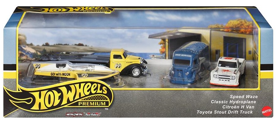 画像: 2024 HW PREMIUM COLLECTOR SET 【モーターヘッド マッドネス】Toyota Stout Drift Truck(MOONEYES)/Classic Hydroplane(MOONEYES)/Speed Waze/Citroen H Van (2024年11月上旬入荷予定）