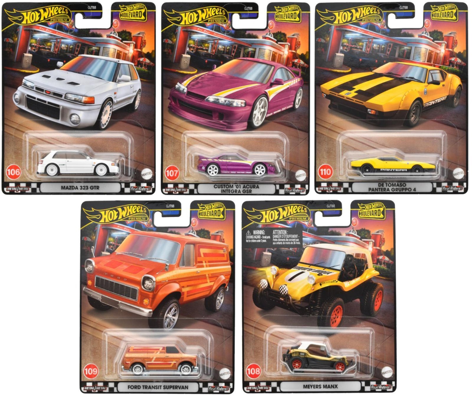画像: 2024 HW BOULEVARD 【Dアソート 5種セット】マツダ 323 GTR/カスタム '01 アキュラ インテグラ GSR/デ・トマソ パンテーラ グルッポ4/フォード トランジット スーパーバン/メイヤーズ・マンクス(2024年11月上旬入荷予定）