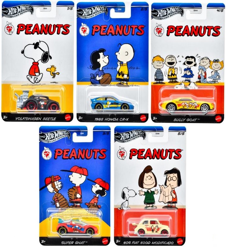 画像: 2025【HWエンターテイメントテーマ アソート -  Peanuts（5種セット）】フォルクスワーゲン ビートル/1985 ホンダ CR-X/ブリー・ゴート/スーパー・ナット/'60sフィアット500D・モディフィカード
