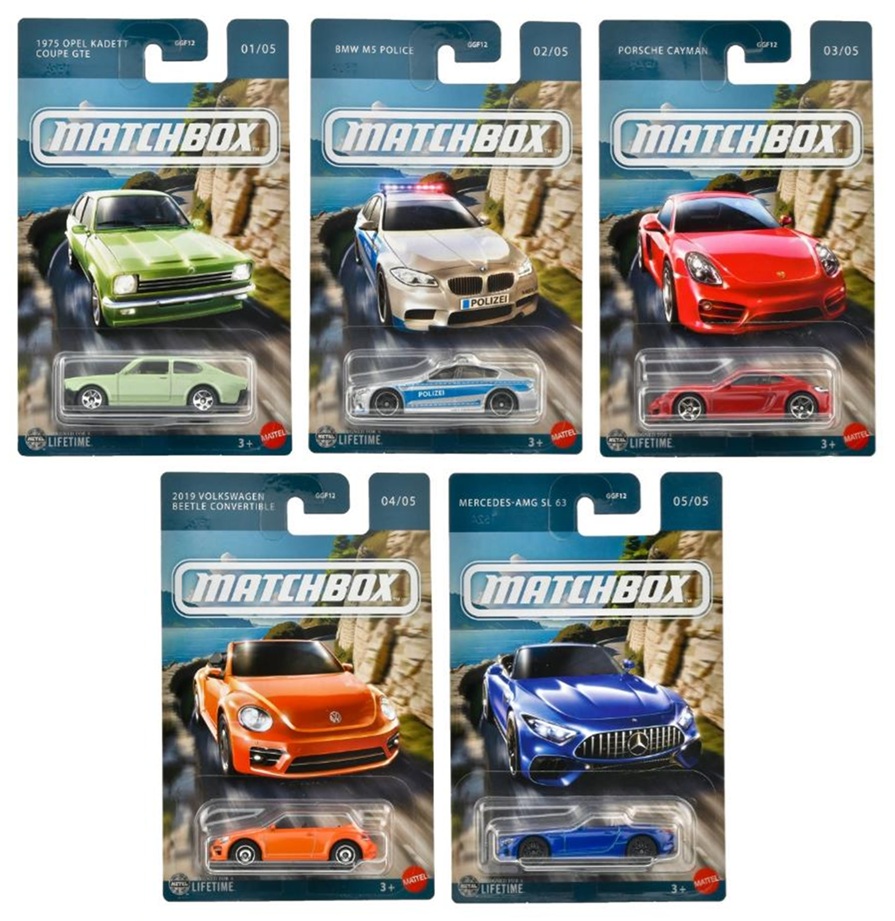 画像: 2025 MATCHBOX【ドイツ・シリーズ 5種セット】1975 オペル カデット クーペ GTE/BMW M5 ポリス/ポルシェ ケイマン/2019 フォルクスワーゲン ビートル コンバーチブル/メルセデス AMG SL 63