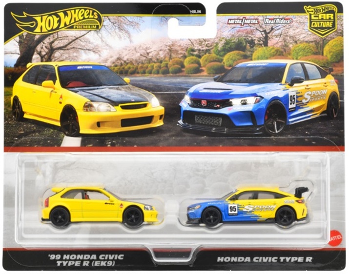 画像: 【仮予約】PRE-ORDER - 2025 HW CAR CULTURE "PREMIUM 2PACK" 【'99 ホンダ シビック タイプR(EK9)/ホンダ シビック タイプR】YELLOW/LT.BLUE/RR(2025年5月末入荷予定）(ショートした場合は先着順となります）