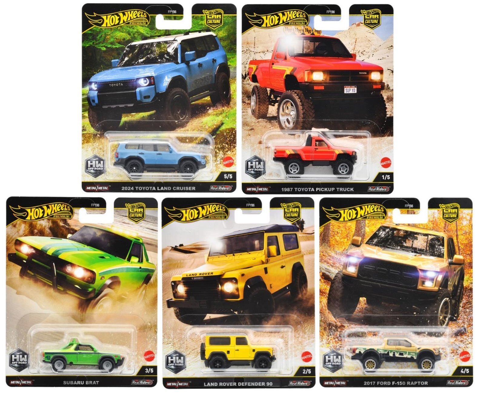 画像: 【仮予約】PRE-ORDER - 2025 HW CAR CULTURE 【HW オフロード - 5種セット】2024 トヨタ ランドクルーザー/1987 トヨタ ピックアップトラック/スバル ブラット/ランドローバー ディフェンダー 90/2017 フォード F-150 ラプター (2025年5月末入荷予定）