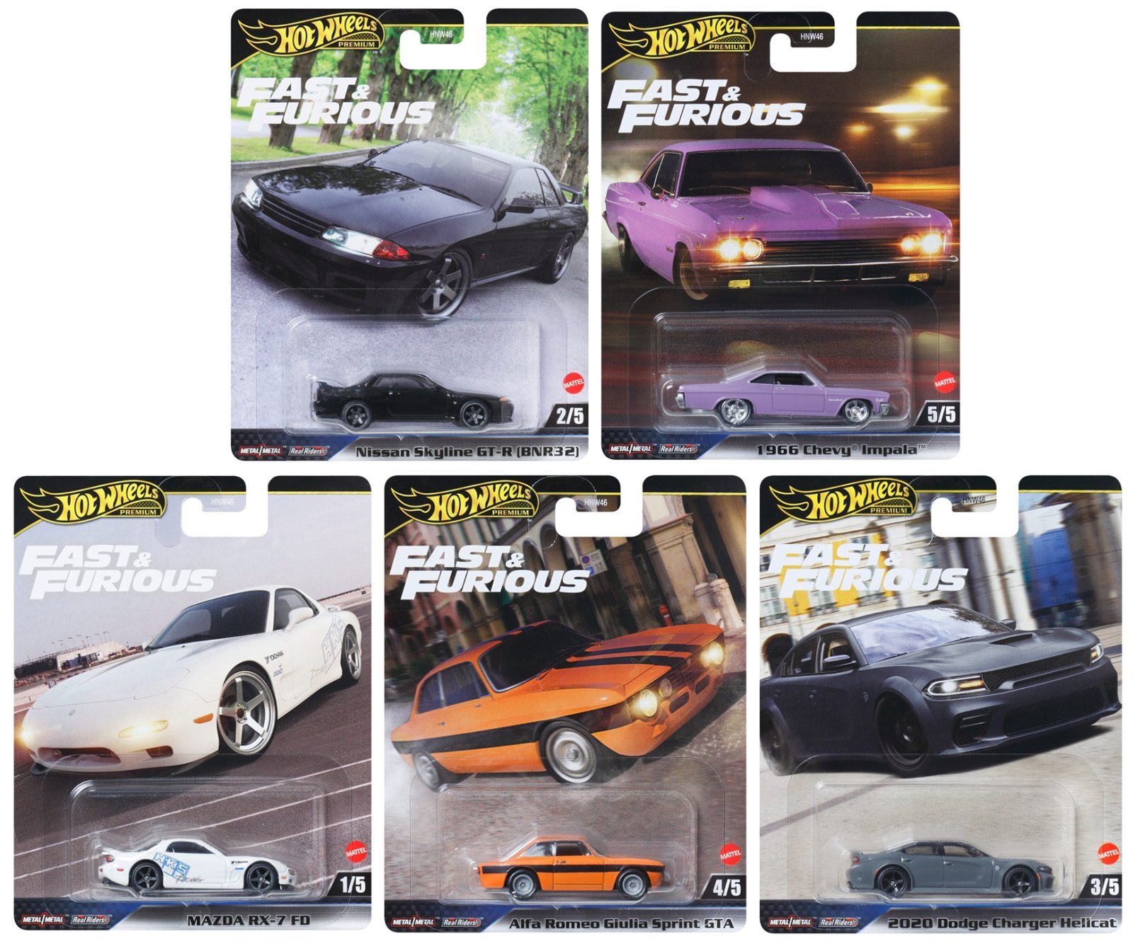 画像: 【仮予約】PRE-ORDER - 2025 HW FAST & FURIOUS (ワイルド・スピード) 【Bアソート5種セット】日産 スカイライン GT-R (BNR32)/1966 シェビー インパラ/マツダ RX-7 FD/アルファロメオ ジュリア スプリント GTA/2020 ダッジチャージャー ヘルキャット(2025年6月上旬入荷予定）