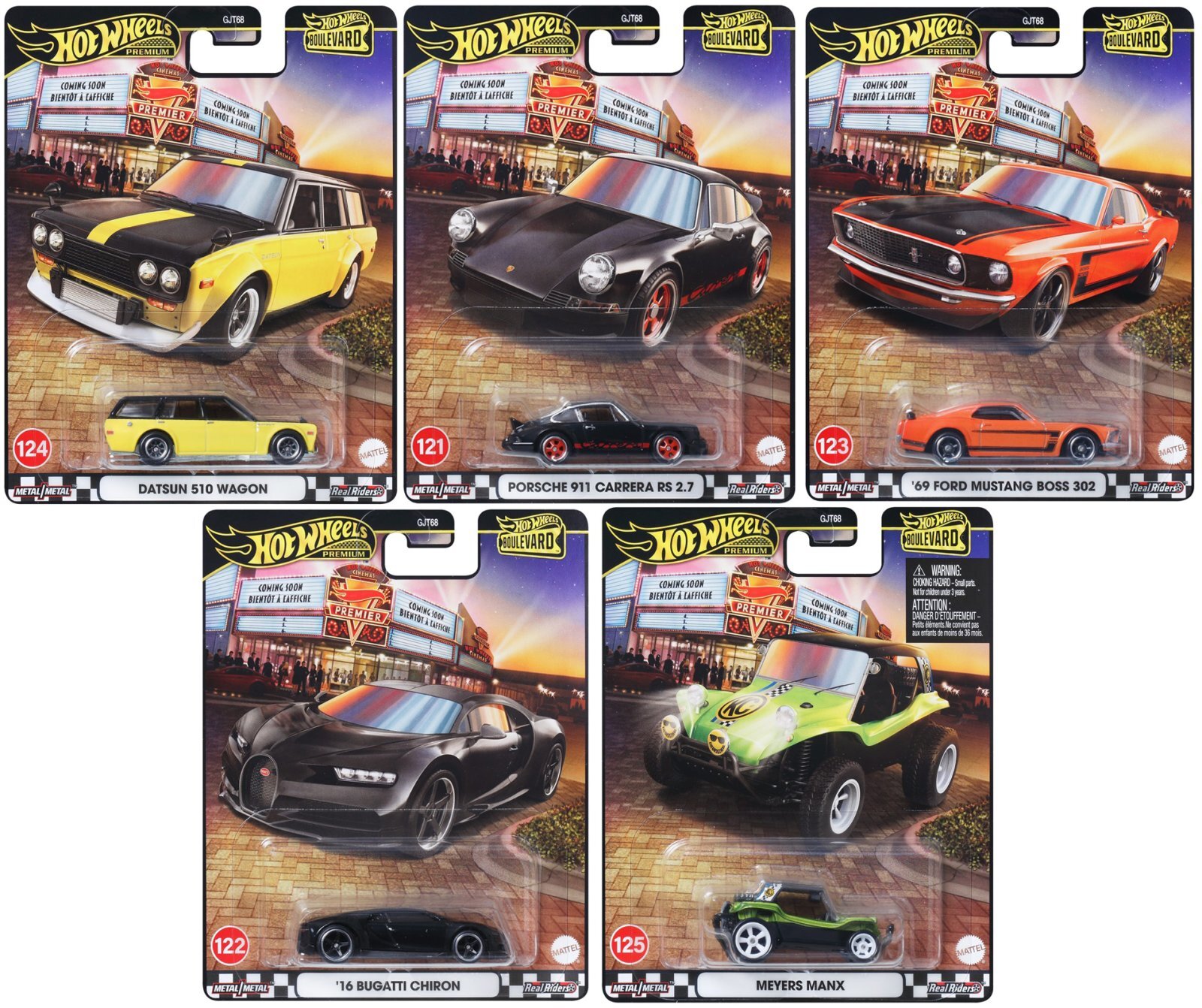 画像1: 【仮予約】PRE-ORDER - 2025 HW BOULEVARD 【Bアソート 5種セット】ダットサン 510 ワゴン/ポルシェ 911 カレラ RS 2.7/'69 フォード マスタング ボス 302/'16 ブガッティ シロン/メイヤーズ・マンクス(2025年6月下旬(2)入荷予定）(ショートした場合は先着順となります）