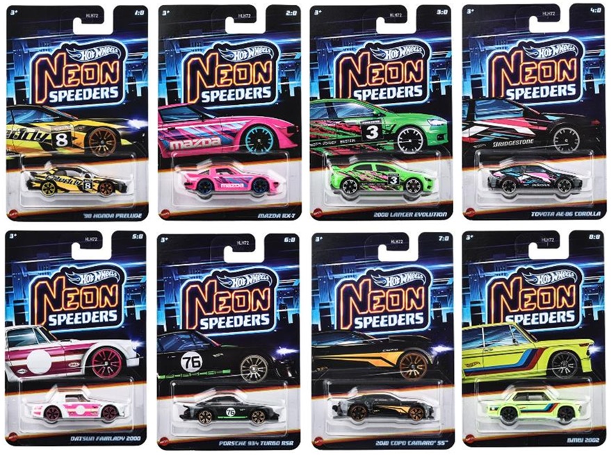 画像: 【仮予約】PRE-ORDER - 2025【ネオン・スピーダーズ アソート Eアソート(10個入り)】'98 ホンダ プレリュード/マツダ RX-7/2008 ランサーエボリューション/トヨタ AE-86 カローラ/ダットサン フェアレディ 2000/ポルシェ 934 ターボ RSR/2018 COPO カマロ SS/BMW 2002(2025年7月上旬入荷予定）(ショートした場合は先着順となります）