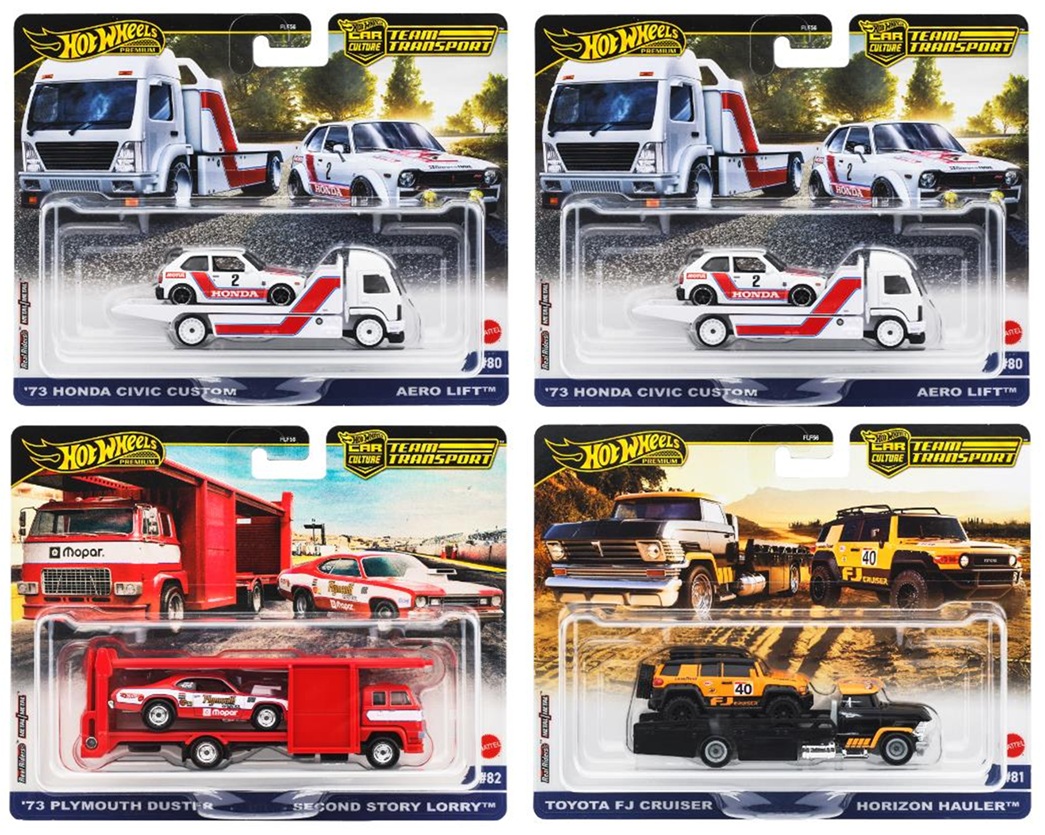 画像: 2025 TEAM TRANSPORT 【Gアソート (4個入り）】'73 ホンダ シビック カスタム(x2)/'73 プリマス ダスター/トヨタ FJ クルーザー