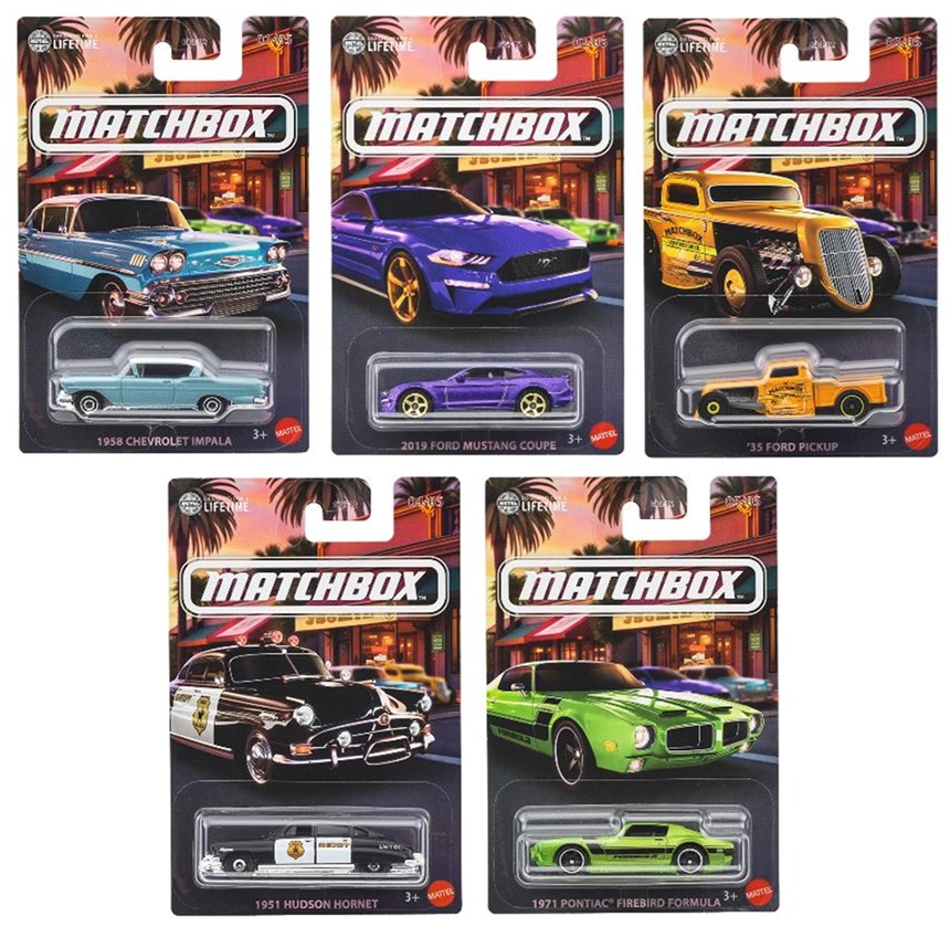 画像: 2025 MATCHBOX【ローカル クルーザーズ 5種セット】1958 シボレー・インパラ/2019 フォード マスタング クーペ/'35 フォード・ピックアップ/1951 ハドソン・ホーネット/1971 ポンティアック・ファイアバード・フォーミュラ