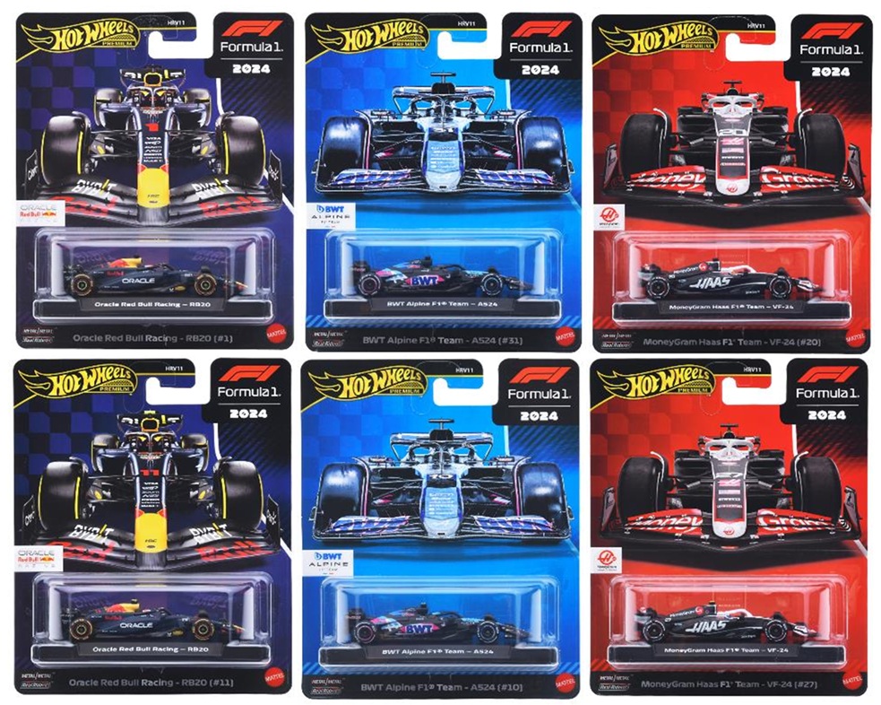 画像: 【仮予約】PRE-ORDER - 2025 HW FORMULA 1 【"FORMULA 1" レース アソートメント(8個入り)】オラクル レッドブル・レーシング RB20 (#1)/(#11)/BWT アルピーヌ F1 チーム A524 (#31)/(#10)マネーグラム ハース F1 チーム VF-24 (#20)/(#27)(2025年9月中旬入荷予定）