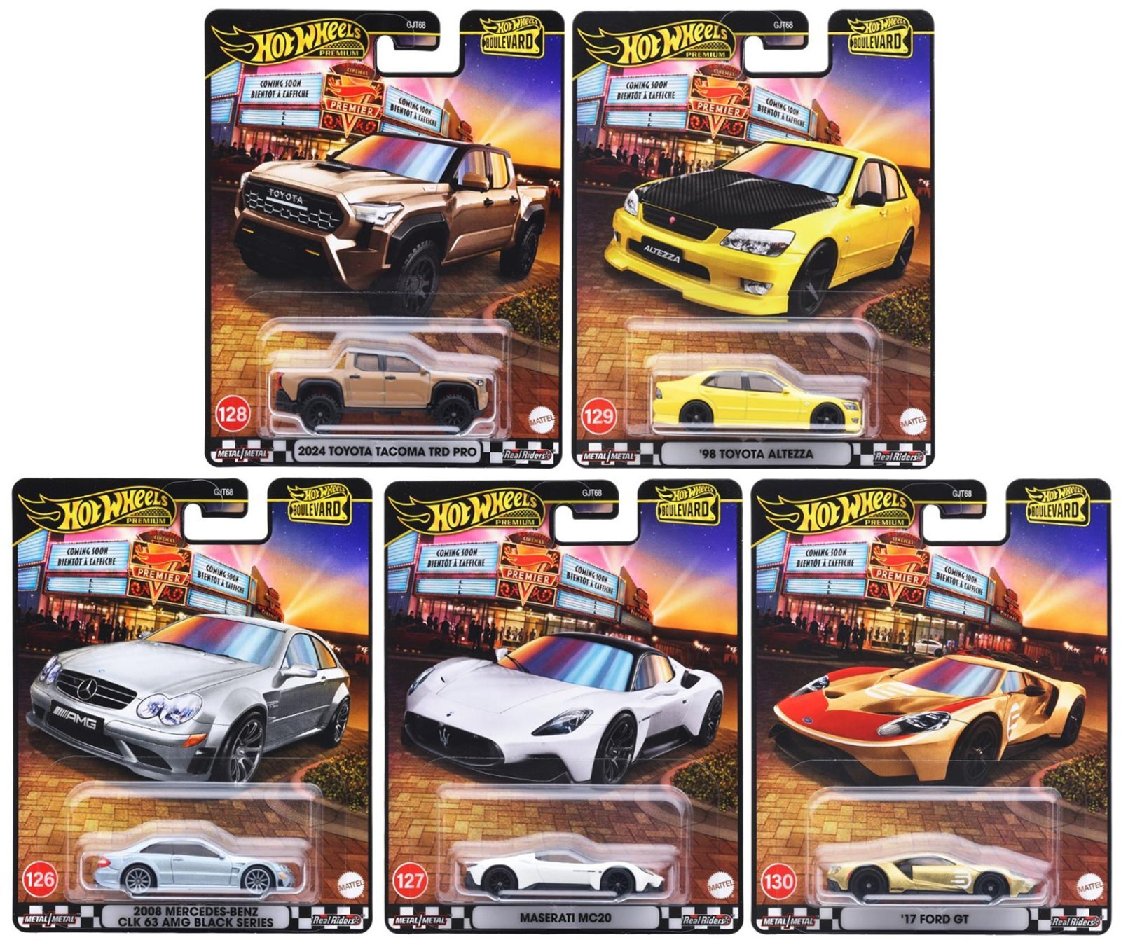画像1: 【仮予約】PRE-ORDER - 2025 HW BOULEVARD 【Cアソート 5種セット】2024 トヨタ タコマ TRD プロ/'98 トヨタ アルテッツァ/2008メルセデス・ベンツ CLK 63 AMG ブラック・シリーズ/マセラティ MC20/'17 フォード GT(2025年9月下旬入荷予定）