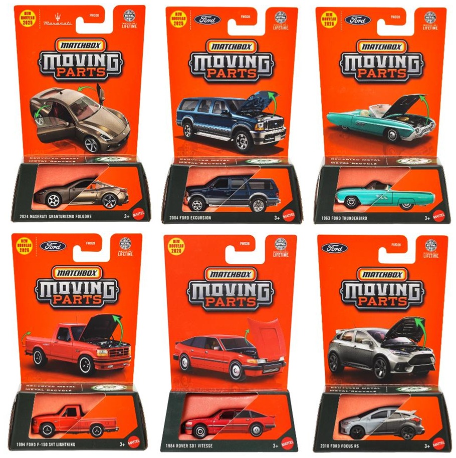 画像1: 【仮予約】PRE-ORDER - 【2025 MATCHBOX MOVING PARTS　"G"アソート 8個入り】2024 マセラティ グラントゥーリズモ　フォルゴーレ/2007 フォード エクスカージョン/1963 フォード サンダーバード/1994 フォード F150 SVT ライトニング/1984 ローバー SD1 ヴィテス/2018 フォード フォーカス RS(2025年9月下旬入荷予定）