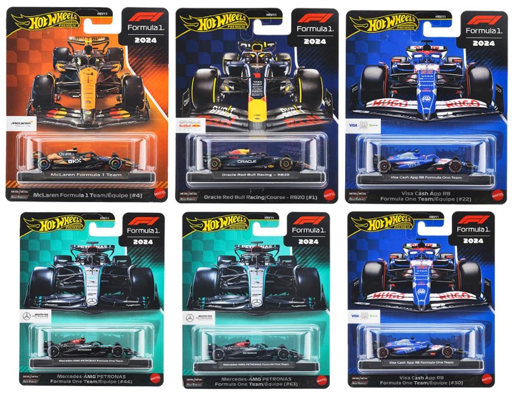 画像: 【仮予約】PRE-ORDER - 2025 HW FORMULA 1 【"FORMULA 1" レース Hアソートメント(8個入り)】オラクル レッドブル・レーシング RB20 (#1)/マクラーレン フォーミュラ 1 チーム (#4)/ビザ キャッシュ App RB フォーミュラ  １チーム（#22),(#30)/メルセデス-AMG ペトロナス フォーミュラ １チーム(#44),(#63)(2025年11月上旬入荷予定）(ショートした場合は先着順となります）