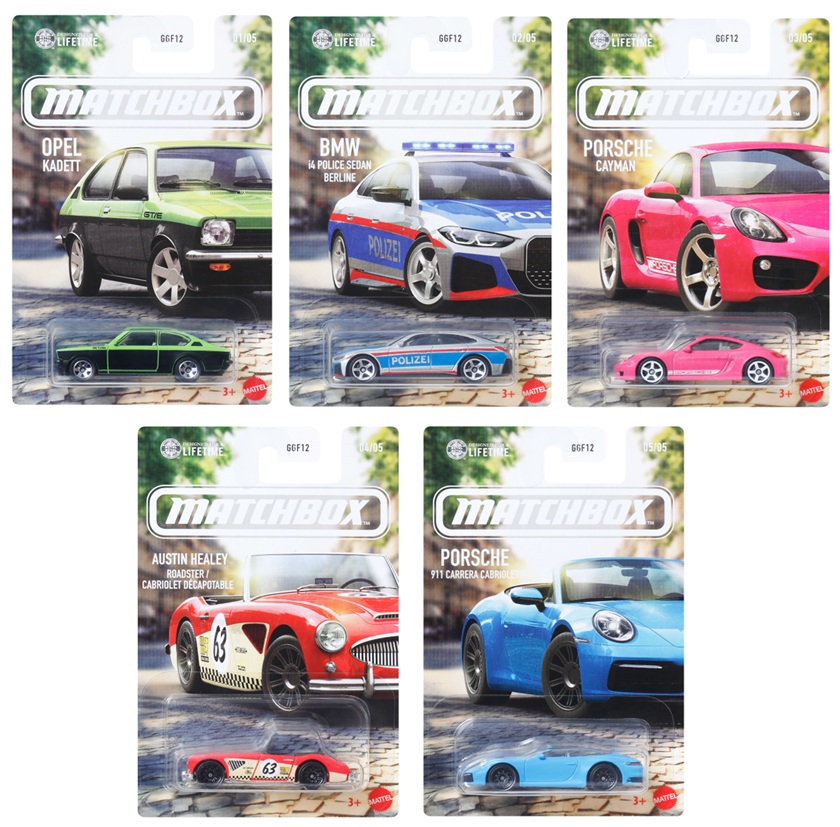 画像1: 【仮予約】PRE-ORDER  - 2026 MATCHBOX【テーマ アソート - ヨーロッパ " L"アソート 5種セット】1975 オペル カデット/2023 BMW i4 ポリス セダン/ポルシェ ケイマン/1963 オースチン ヒーレー ロードスター/ポルシェ 911 カレラ カブリオレ(2026年1月末入荷予定）