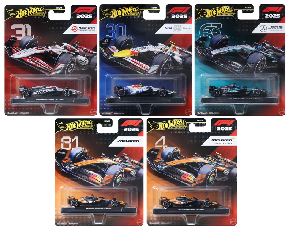 画像: 【仮予約】PRE-ORDER - 2026 HW FORMULA 1 【"FORMULA 1" レース Jアソートメント(8個入り)】マネーグラム・ハース　フォーミュラ 1 チーム (#31)/ビザ・キャッシュアップ レーシングブルズ フォーミュラ 1 チーム (#30)/メルセデス-AMG ペトロナス フォーミュラ 1 チーム (#63)/マクラーレン フォーミュラ 1 チーム (#81),(#4)(2026年3月中旬入荷予定）(ショートした場合は先着順となります）