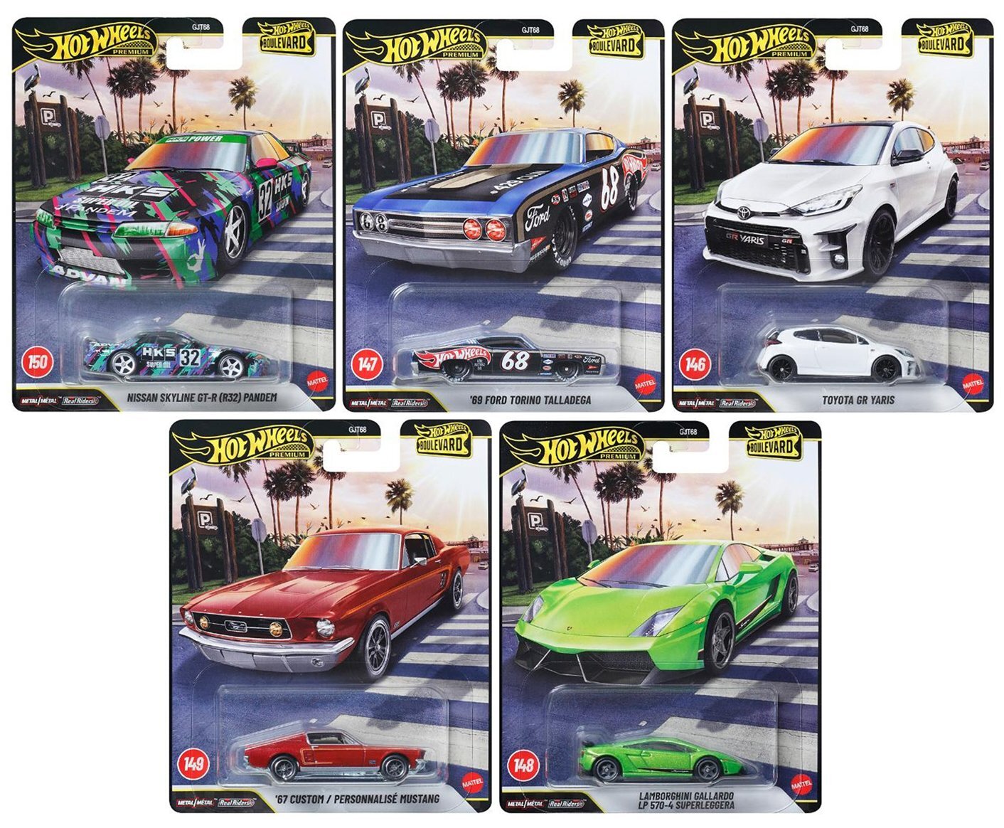 画像1: 【仮予約】PRE-ORDER - 2026 HW BOULEVARD 【Bアソート 5種セット】日産 スカイライン GT-R（R32）パンデム/'69 フォード トリノ タラデガ/トヨタ GR ヤリス/'67 カスタム マスタング/ランボルギーニ ガヤルド LP 570-4 スーパーレッジェーラ(2026年4月下旬入荷予定）