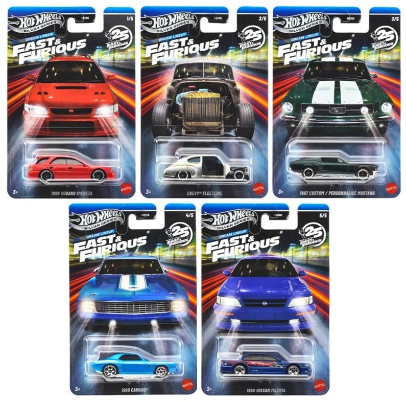 画像1: 【仮予約】PRE-ORDER - 2026 HW FAST & FURIOUS 【ワイルド・スピード テーマ Nアソート - ドリーム ラインアップ 5種セット】1999 スバル インプレッサ/シェビー フリートライン/1967 カスタム マスタング/1969 カマロ/1999 日産 マキシマ(2026年5月上旬入荷予定)