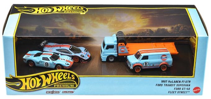 画像1: 【仮予約】PRE-ORDER - 2026 HW PREMIUM COLLECTOR SET 【ル・マン レース ガルフ(GULF) セット】フォード GT-40/1997マクラーレン F1 GTR/フリートストリート/フォード トランジット スーパーバン(2026年5月下旬入荷予定）