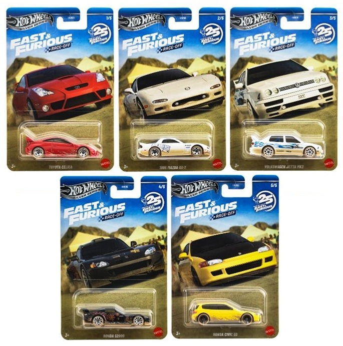 画像1: 【仮予約】PRE-ORDER - 2026 HW FAST & FURIOUS 【ワイルド・スピード テーマ Pアソート - レースオフ 5種セット】トヨタ セリカ/1995 マツダ RX-7/フォルクスワーゲン ジェッタ MK3/ホンダ S2000/ホンダ シビック EG(2026年6月中旬入荷予定）